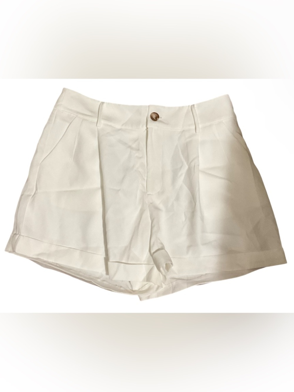 SHEIN White High Waisted Tailored Cuffed Dress Shorts Size M